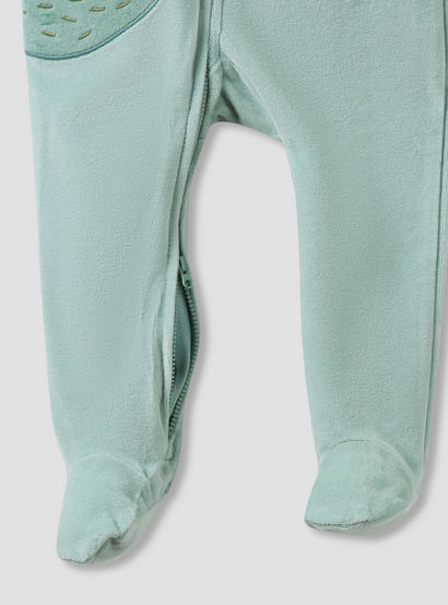 Juniors Hooded Closed Foot Sleepsuit with Alligator Applique - Velour - Long Sleeves-baby-boys-clothing-nightwear-sleepsuits-image-4
