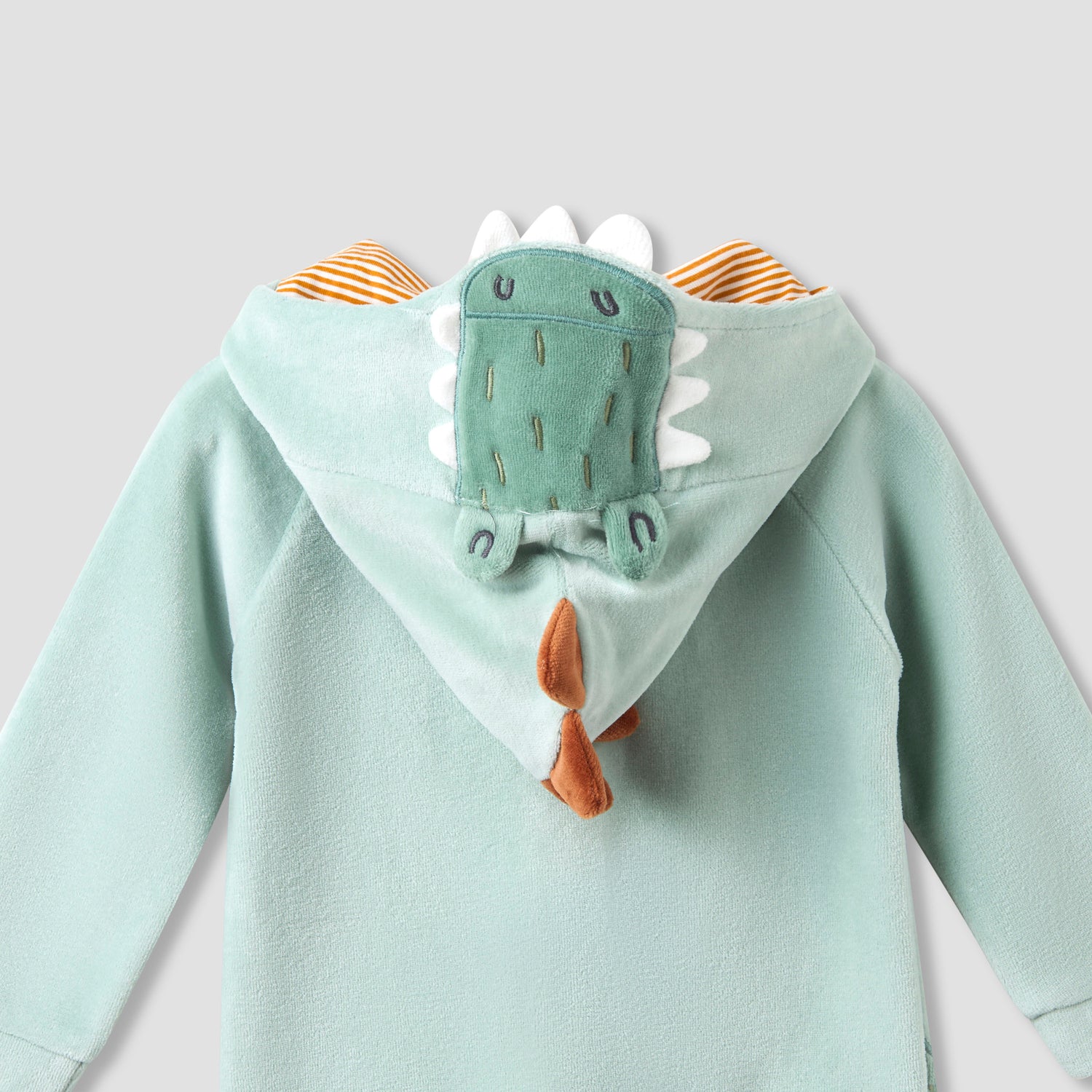 Juniors Hooded Closed Foot Sleepsuit with Alligator Applique - Velour - Long Sleeves