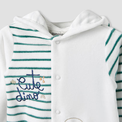 Juniors Hooded Neck Sleepsuit with Closed Feet - Velour - Long Sleeves