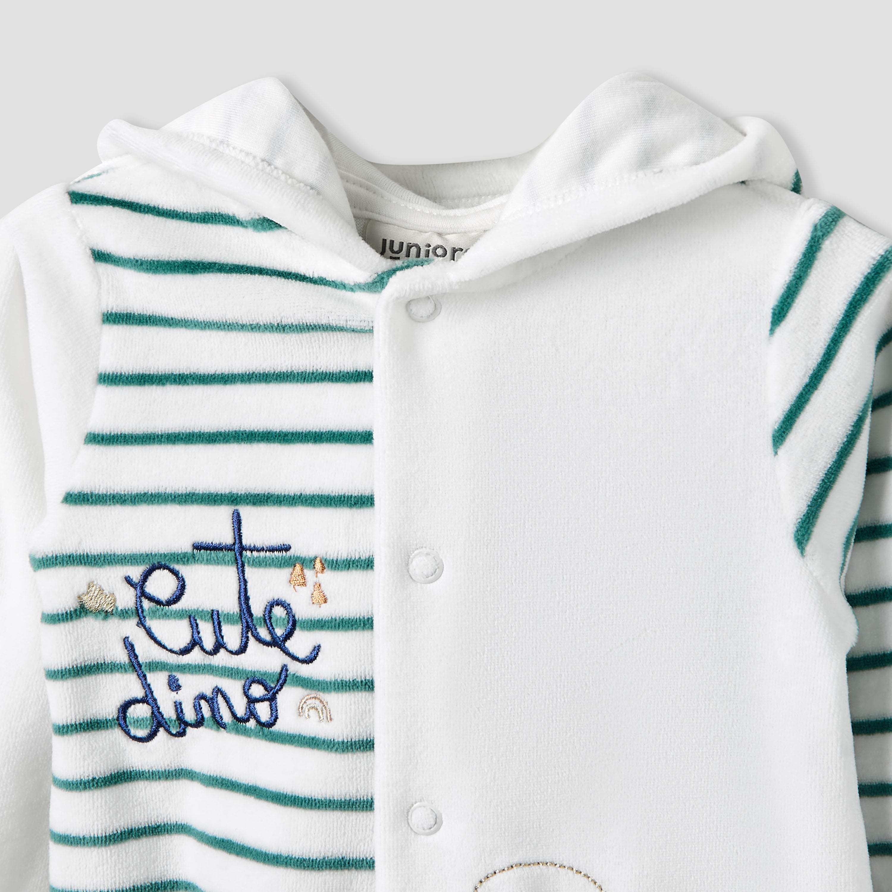 Juniors Hooded Neck Sleepsuit with Closed Feet - Velour - Long Sleeves