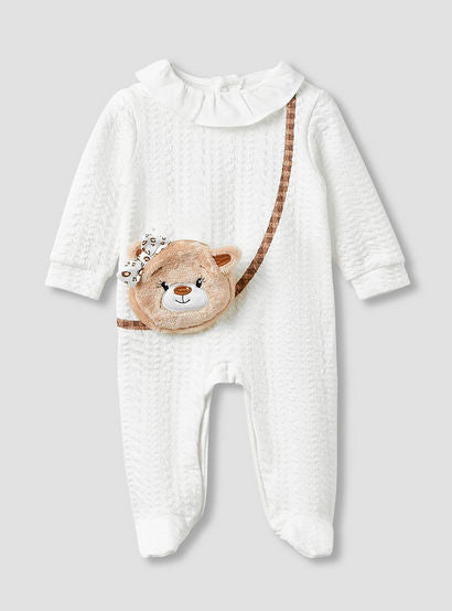 Juniors Collar Neck Sleepsuit with Beanie - Long Sleeves-baby-girls-clothing-nightwear-sleepsuits-image-2