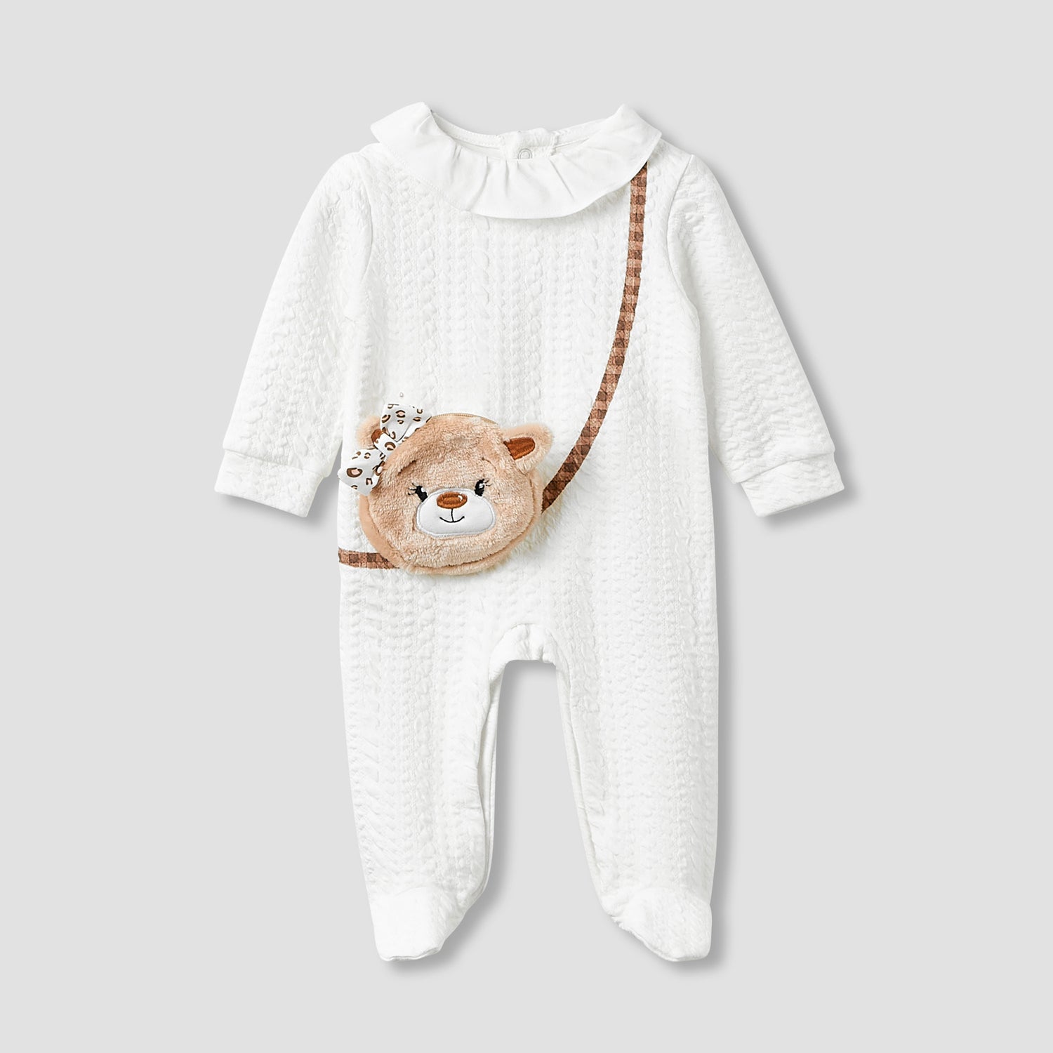 Juniors Collar Neck Sleepsuit with Beanie - Long Sleeves