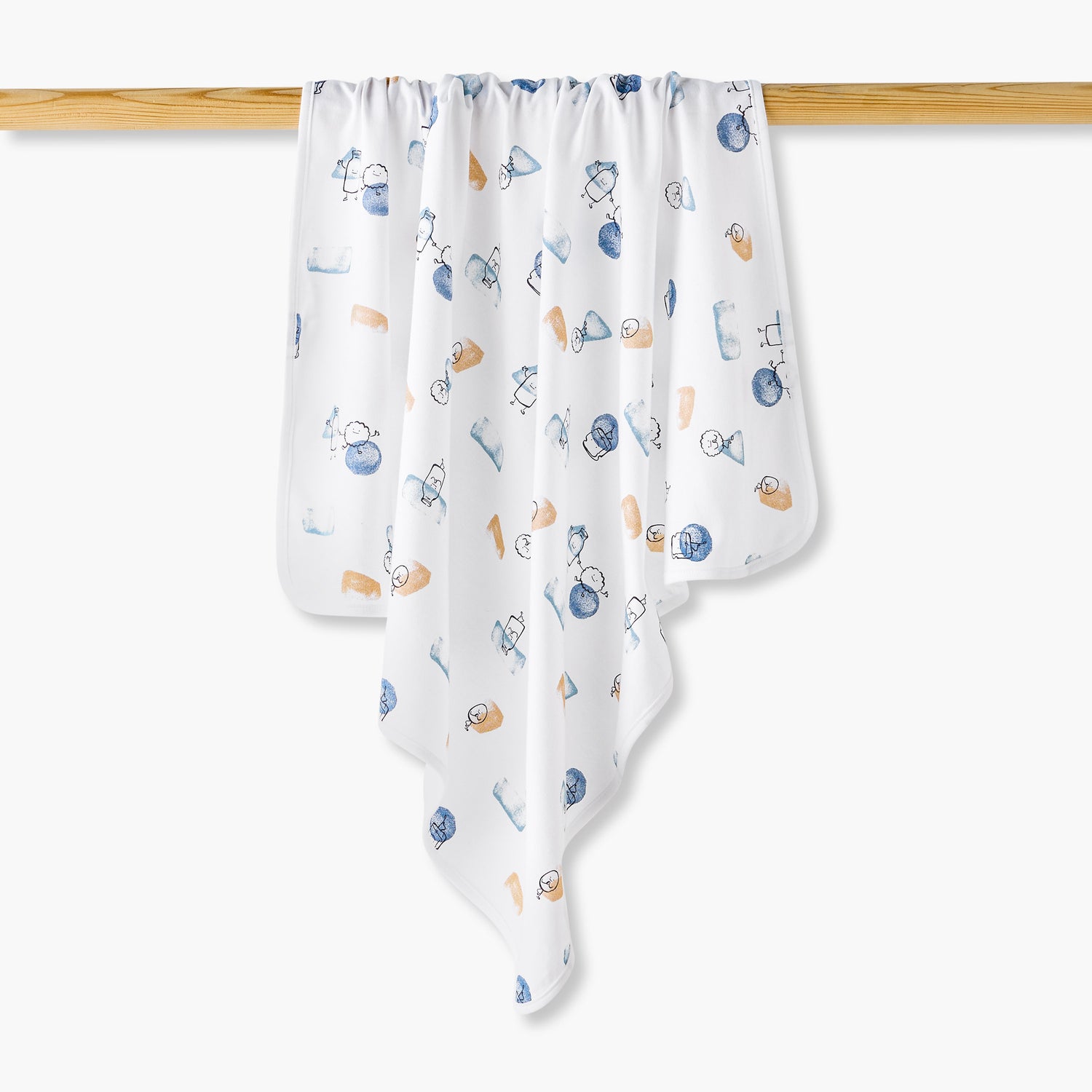 Juniors Baby Receiving Blanket with Print - Cotton - White / 0-6 mths
