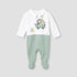 Juniors Collared Sleepsuit with Safari Print - Cotton - Long Sleeves - Green / 9-12 mths