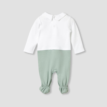 Juniors Collared Sleepsuit with Safari Print - Cotton - Long Sleeves