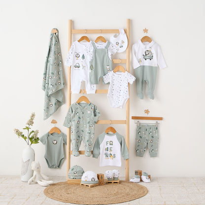 Juniors Collared Sleepsuit with Safari Print - Cotton - Long Sleeves