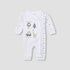 Juniors Crew Neck Sleepsuit with Animal Print - Cotton - Long Sleeves - White / 12-18 mths