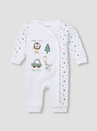 Juniors Crew Neck Sleepsuit with Animal Print - Cotton - Long Sleeves-baby-boys-clothing-nightwear-sleepsuits-image-1