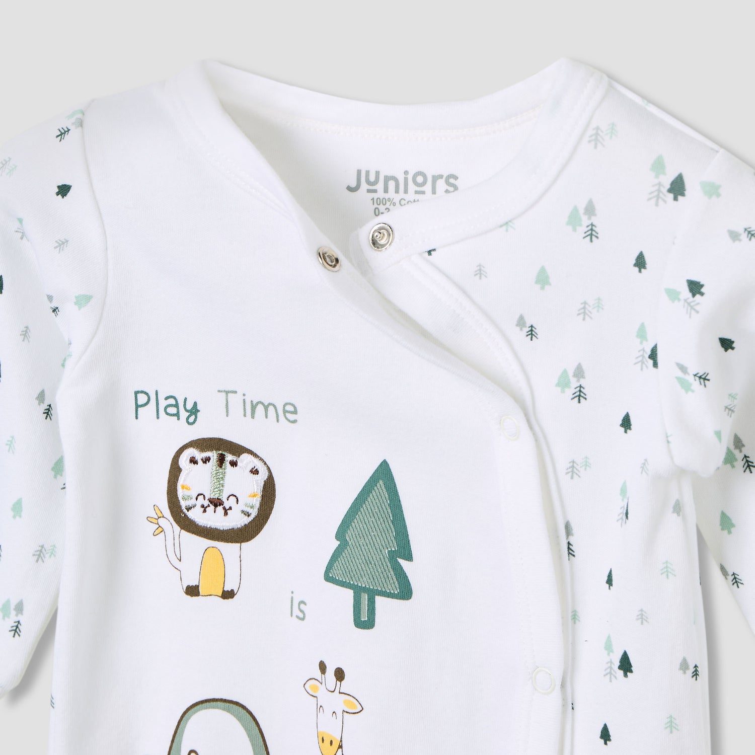 Juniors Crew Neck Sleepsuit with Animal Print - Cotton - Long Sleeves