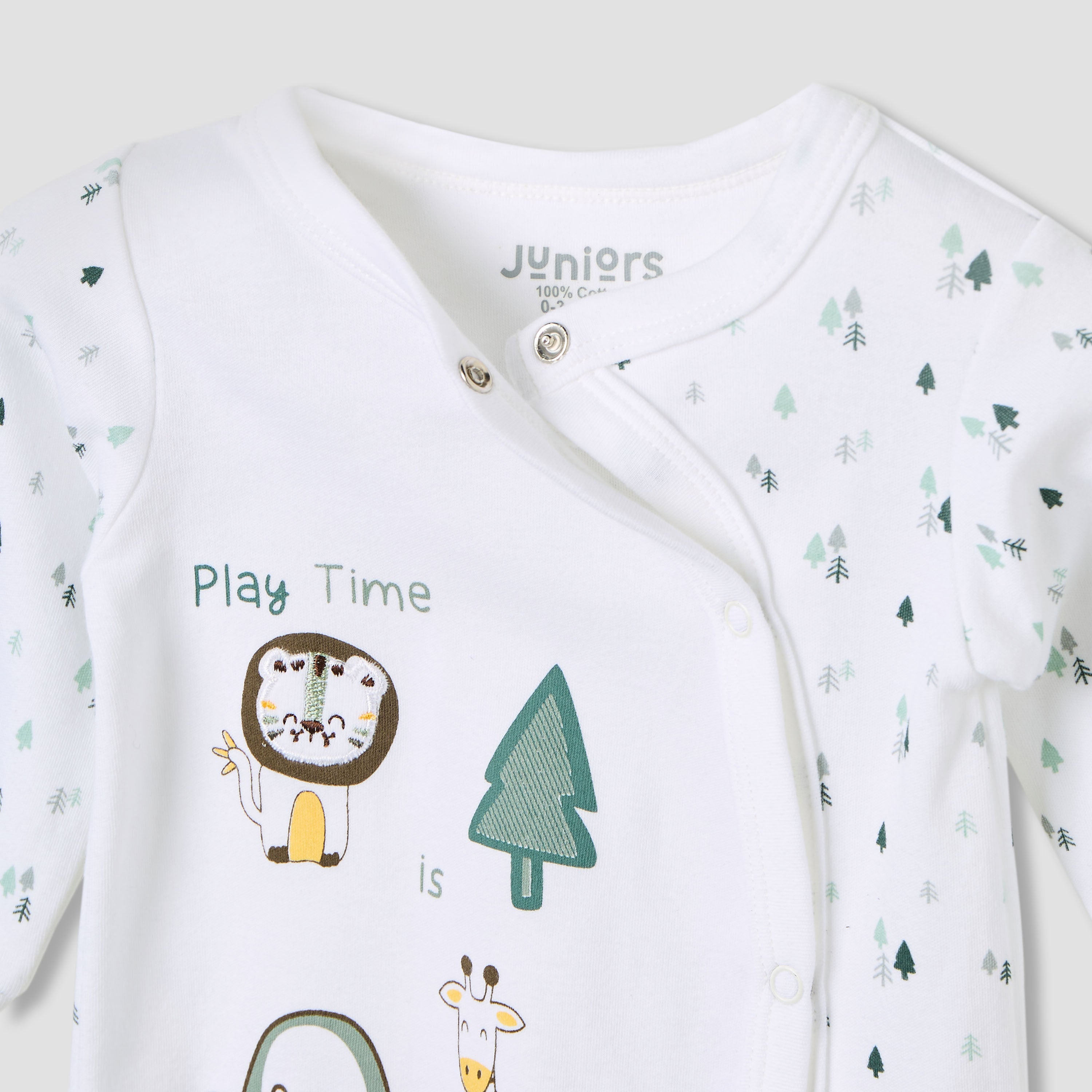 Juniors Crew Neck Sleepsuit with Animal Print - Cotton - Long Sleeves