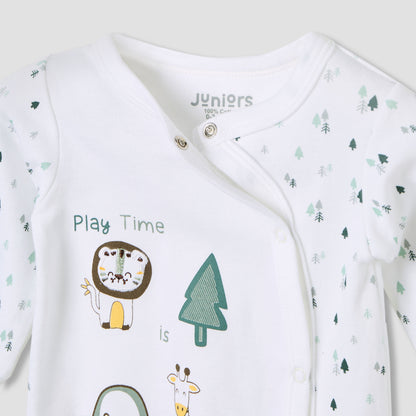 Juniors Crew Neck Sleepsuit with Animal Print - Cotton - Long Sleeves