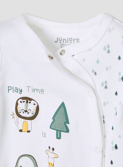 Juniors Crew Neck Sleepsuit with Animal Print - Cotton - Long Sleeves-baby-boys-clothing-nightwear-sleepsuits-image-3