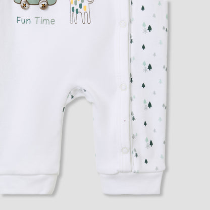 Juniors Crew Neck Sleepsuit with Animal Print - Cotton - Long Sleeves