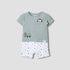 Juniors Round Neck Romper with Fun Embroidery - Cotton - Short Sleeves - Blue / 12-18 mths
