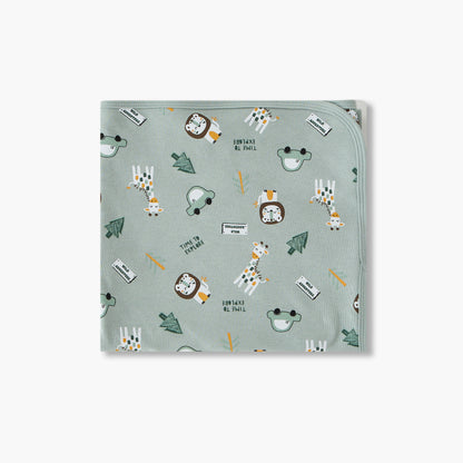 Juniors Baby Receiving Blanket with Animal Print - Cotton