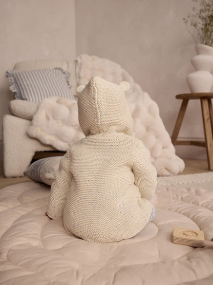 Ecru Neppy Knitted Hooded Baby Cardigan - Size 50cm (First Size)