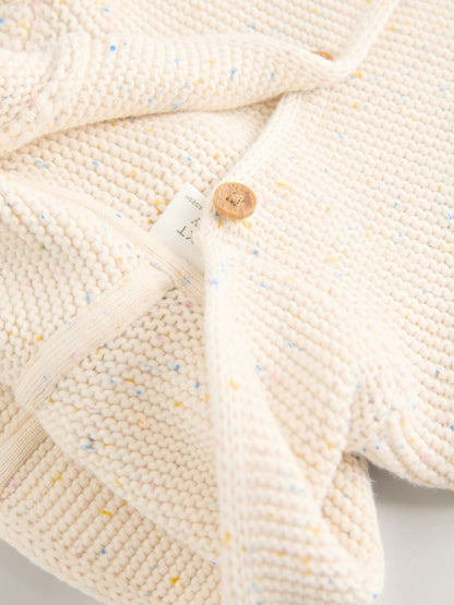 Ecru Neppy Knitted Hooded Baby Cardigan - Size 50cm (First Size)