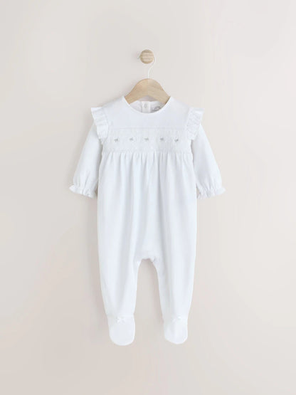 White Occasion Baby Sleepsuit (0mths-2yrs)