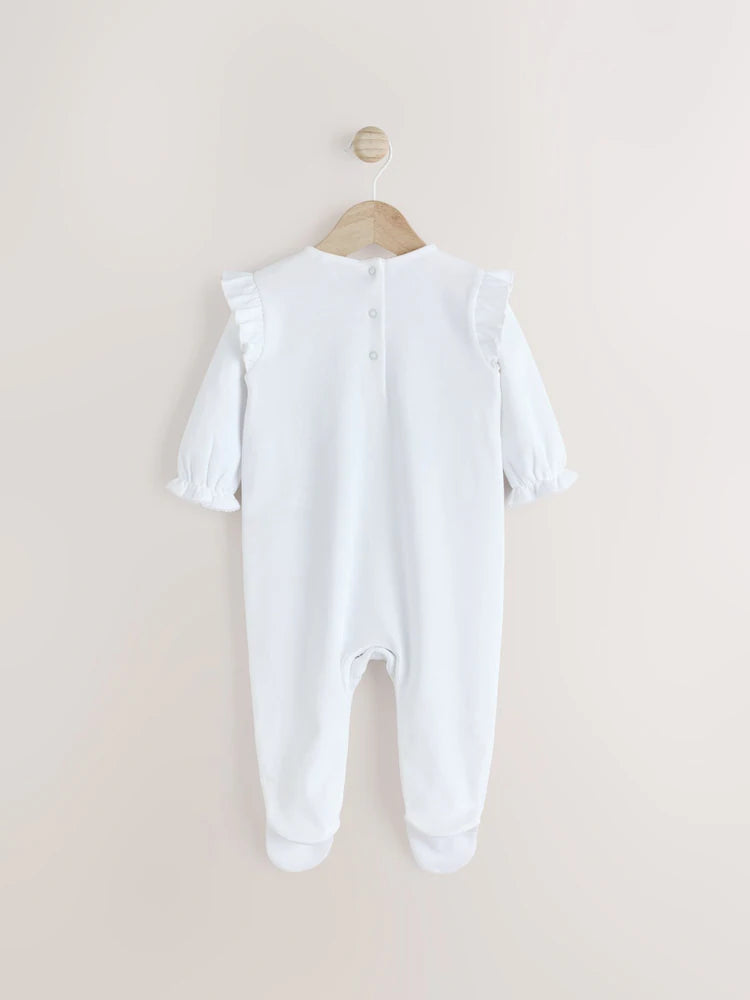 White Occasion Baby Sleepsuit (0mths-2yrs)