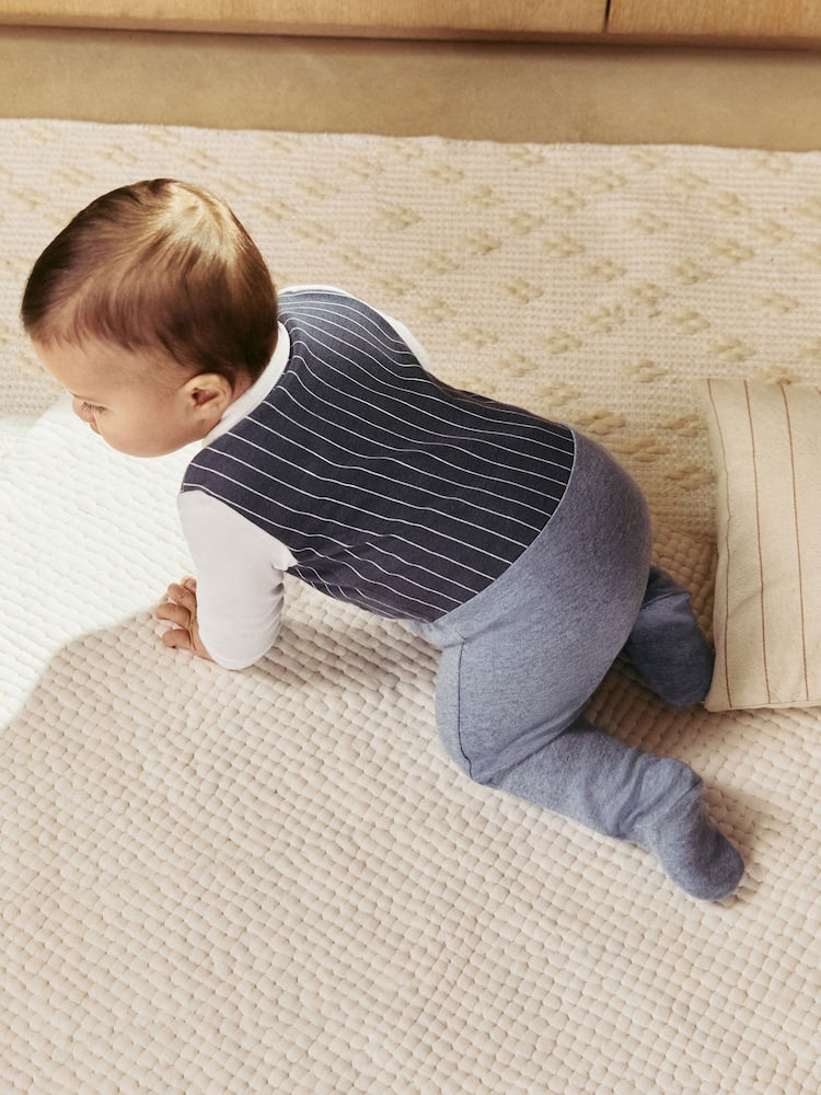 Navy Smart Bow Tie Baby Sleepsuit (0mths-2yrs)