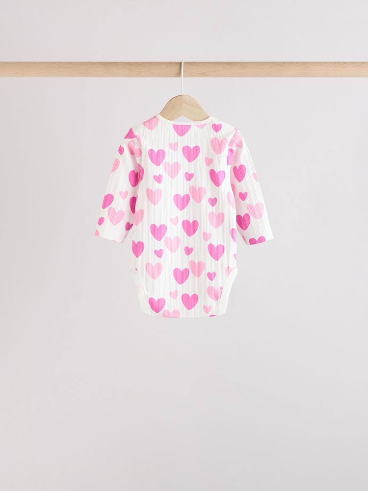 Pink Star 5 Pack Long Sleeve Baby Bodysuits