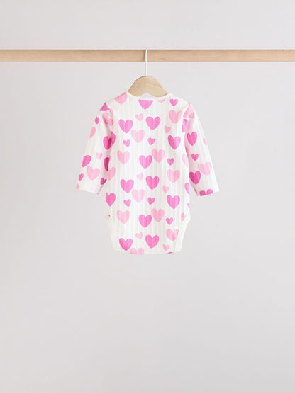 Pink Star 5 Pack Long Sleeve Baby Bodysuits