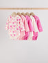 Pink Star 5 Pack Long Sleeve Baby Bodysuits