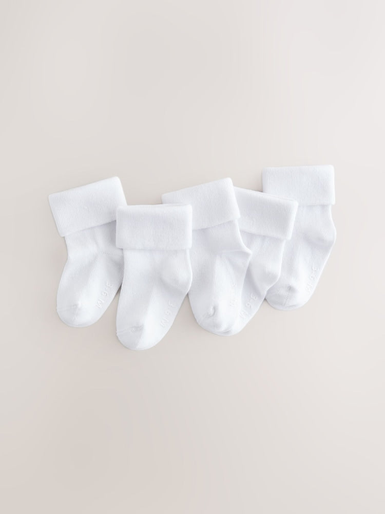 White Baby Roll Top Socks (0mths-2yrs) - Size 50cm (First Size) - White