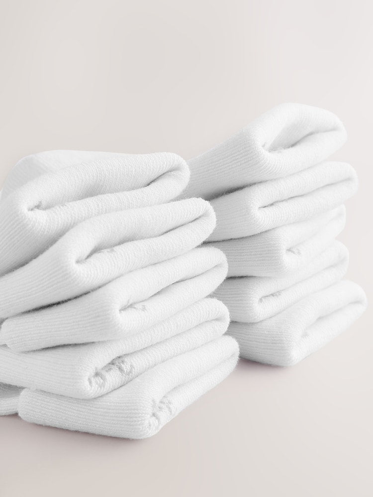 White Roll Top Baby Socks 10 Pack (0mths-2yrs) - Size 50cm (First Size)
