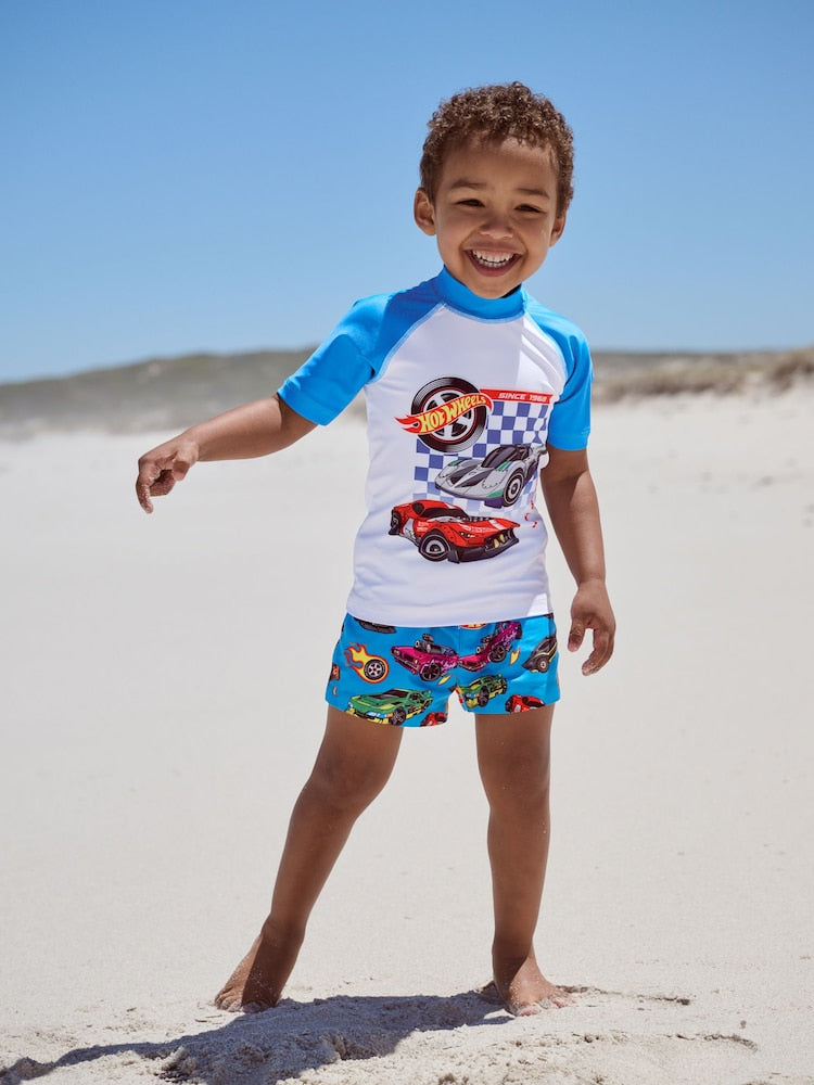 Hot Wheels Rash Vest and Swim Shorts Set (3mths-7yrs) - Size 3-6 Months (62-68cm)