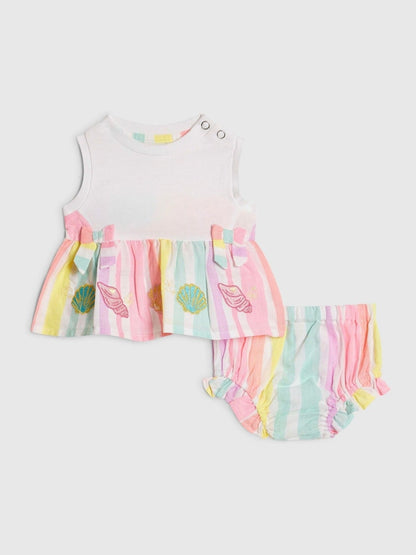 River Island Pink Bloomer Stripe Top &amp; Short Set