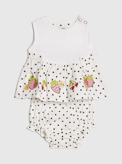 River Island White Bloomer Polka Dot Top &amp; Short Set