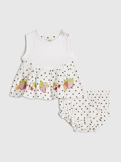 River Island White Bloomer Polka Dot Top &amp; Short Set