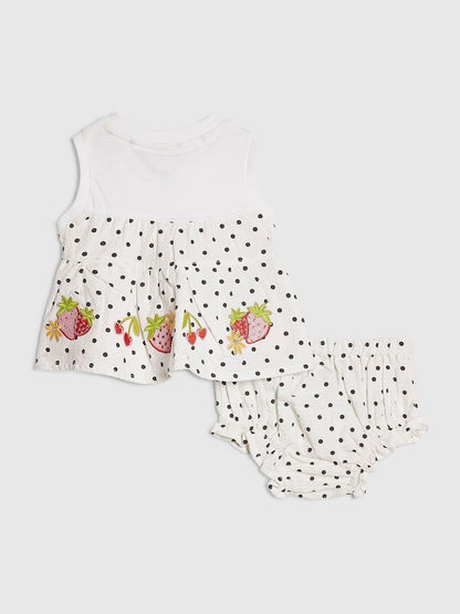River Island White Bloomer Polka Dot Top &amp; Short Set