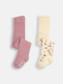 JoJo Maman Bébé Pastel Pink 2-Pack Cotton Rich Tights - Size Up To 6 Months (50 - 68cm) - Pastel Pink
