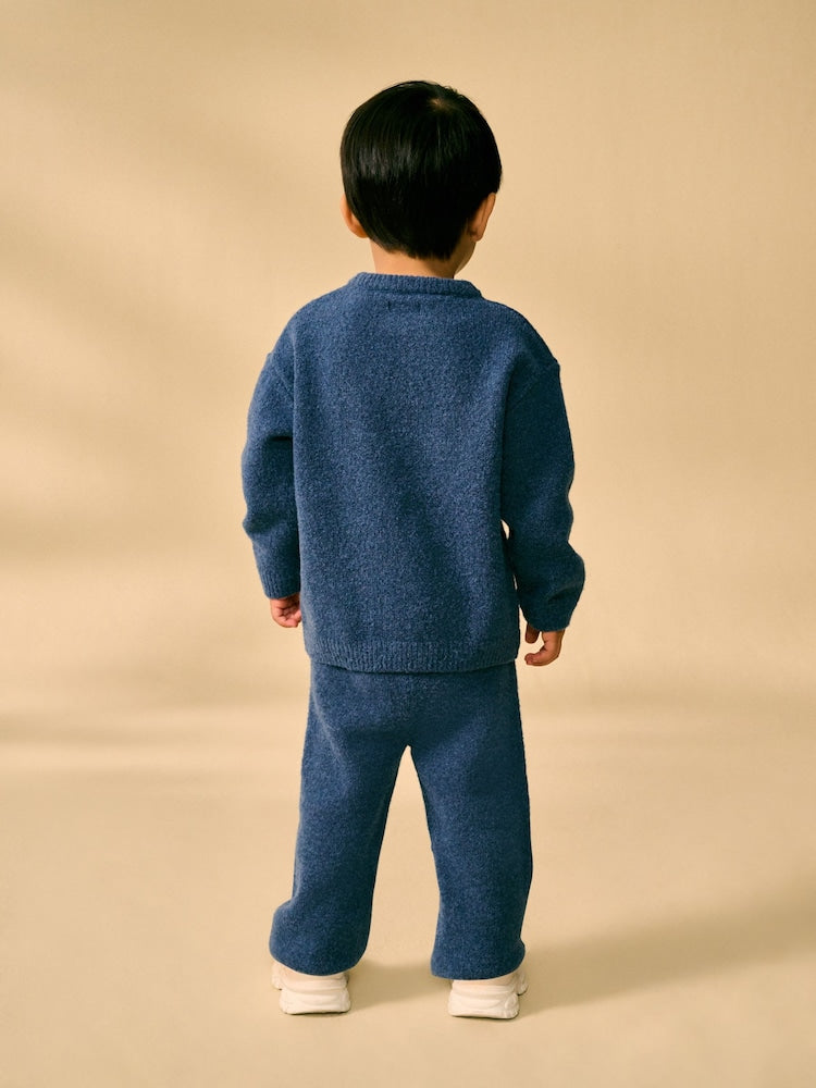 Navy Blue Knitted Crew Neck Jumper and Joggers Set (3mths-7yrs)
