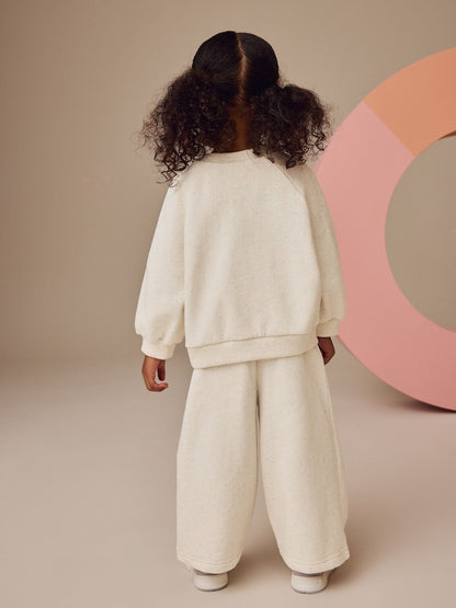 Oatmeal Wide Leg Sweat Joggers (3mths-7yrs) - Size 3-6 Months (62-68cm)