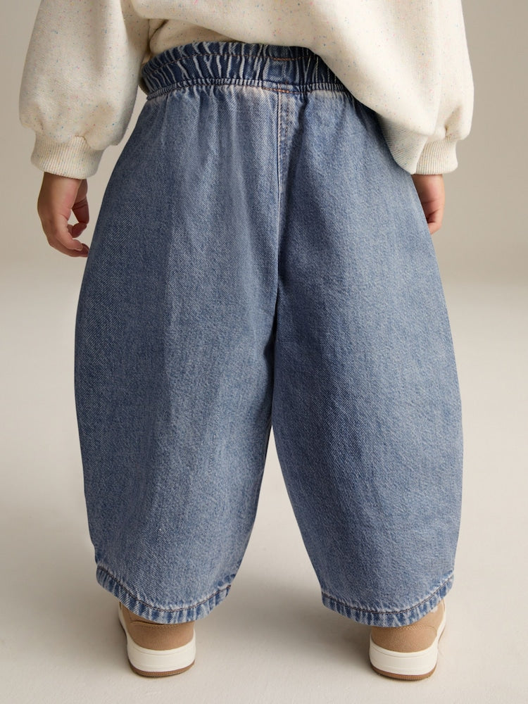Mid Blue Denim Barrel 100% Cotton Jeans (3mths-7yrs)