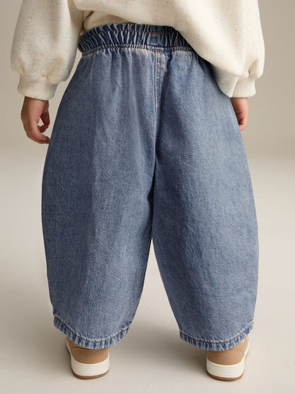 Mid Blue Denim Barrel 100% Cotton Jeans (3mths-7yrs)
