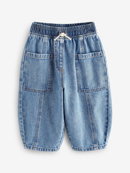Mid Blue Denim Barrel 100% Cotton Jeans (3mths-7yrs) - Size 3-6 Months (62-68cm)