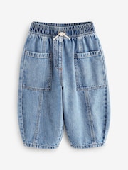 Mid Blue Denim Barrel 100% Cotton Jeans (3mths-7yrs) - Size 3-6 Months (62-68cm)