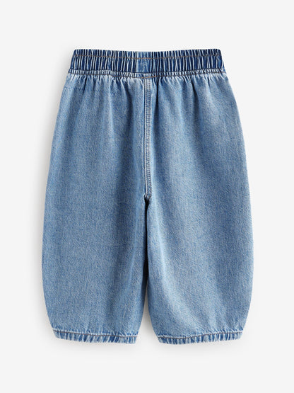 Mid Blue Denim Barrel 100% Cotton Jeans (3mths-7yrs) - Size 3-6 Months (62-68cm)