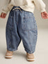 Mid Blue Denim Barrel 100% Cotton Jeans (3mths-7yrs) - 12-18 Months (80-86cm)