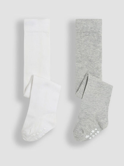 JoJo Maman Bébé Grey Cotton Rich Plain Tights - Size Up To 6 Months (50 - 68cm)