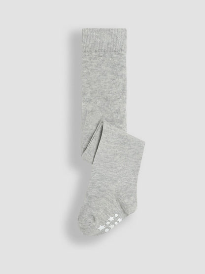 JoJo Maman Bébé Grey Cotton Rich Plain Tights - Size Up To 6 Months (50 - 68cm)
