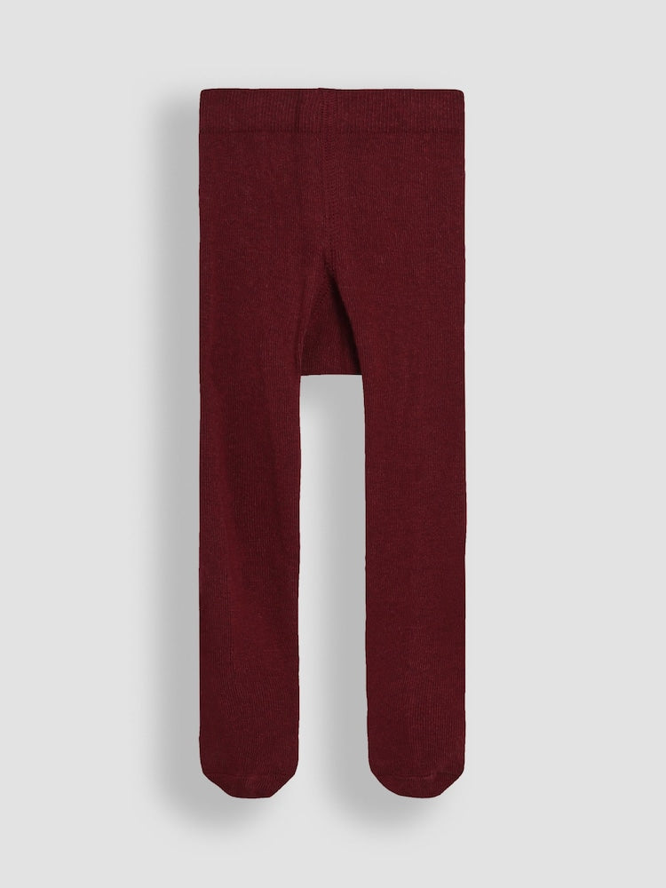 JoJo Maman Bébé Wine Cotton Rich Plain Tights - Size Up To 6 Months (50 - 68cm)