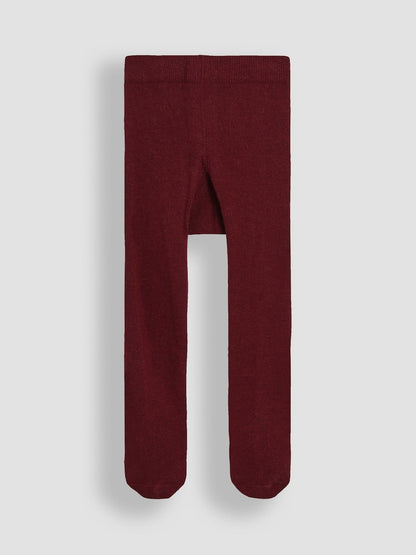 JoJo Maman Bébé Wine Cotton Rich Plain Tights - Size Up To 6 Months (50 - 68cm)