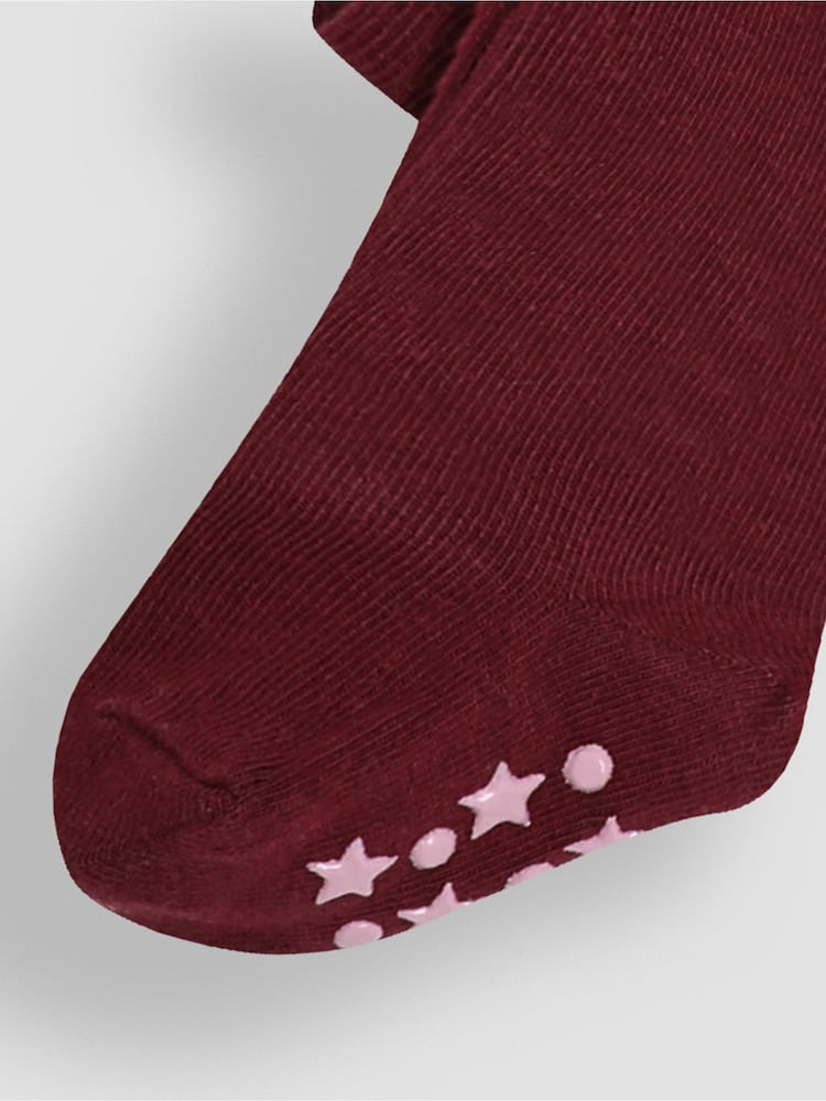 JoJo Maman Bébé Wine Cotton Rich Plain Tights - Size Up To 6 Months (50 - 68cm)