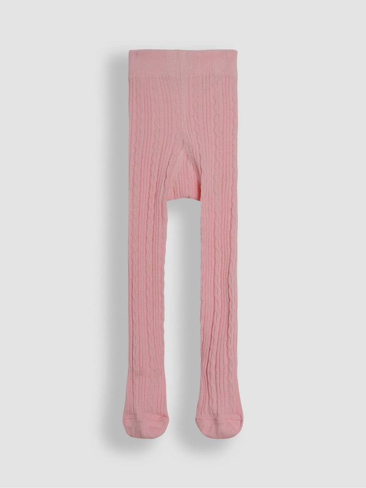 JoJo Maman Bébé Dusky Pink Cable Ribbed Tights - Size Up To 6 Months (50 - 68cm)