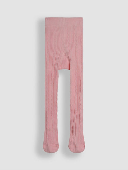 JoJo Maman Bébé Dusky Pink Cable Ribbed Tights - Size Up To 6 Months (50 - 68cm)